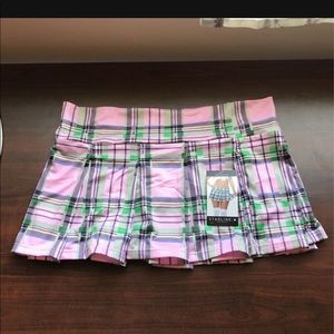 School Girl Mini Skirt Plaid Pink Green